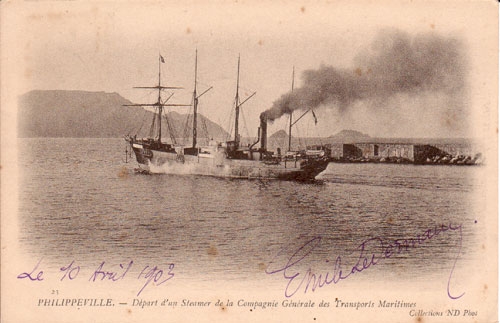 Philippeville- départ d'un steamer de la compagnie générale des transports maritimes